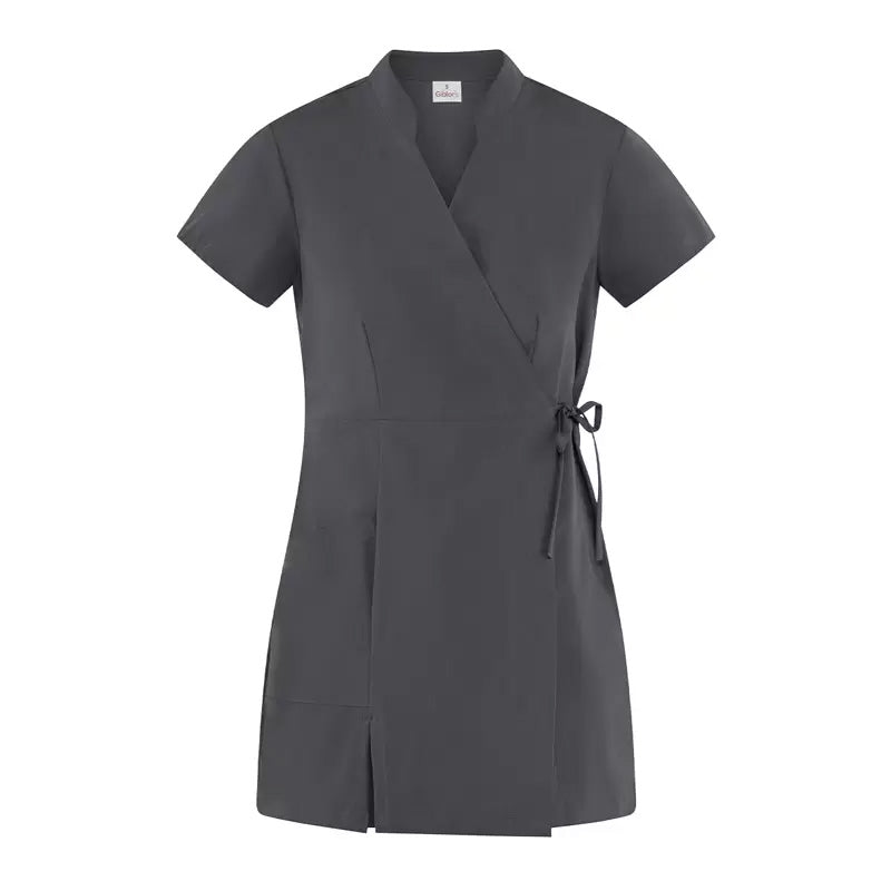 Kimono Donna Paola Grigio Manica Corta Kimono Elasticizzato Estetista Parrucchiera Massaggi