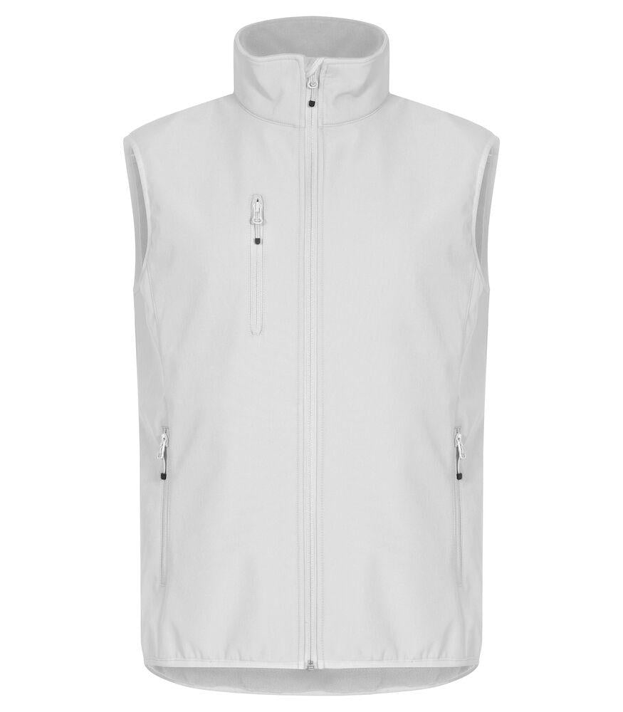 Gilet Softshell Bianco Clique Basic Smanicato Antivento Zip Intera