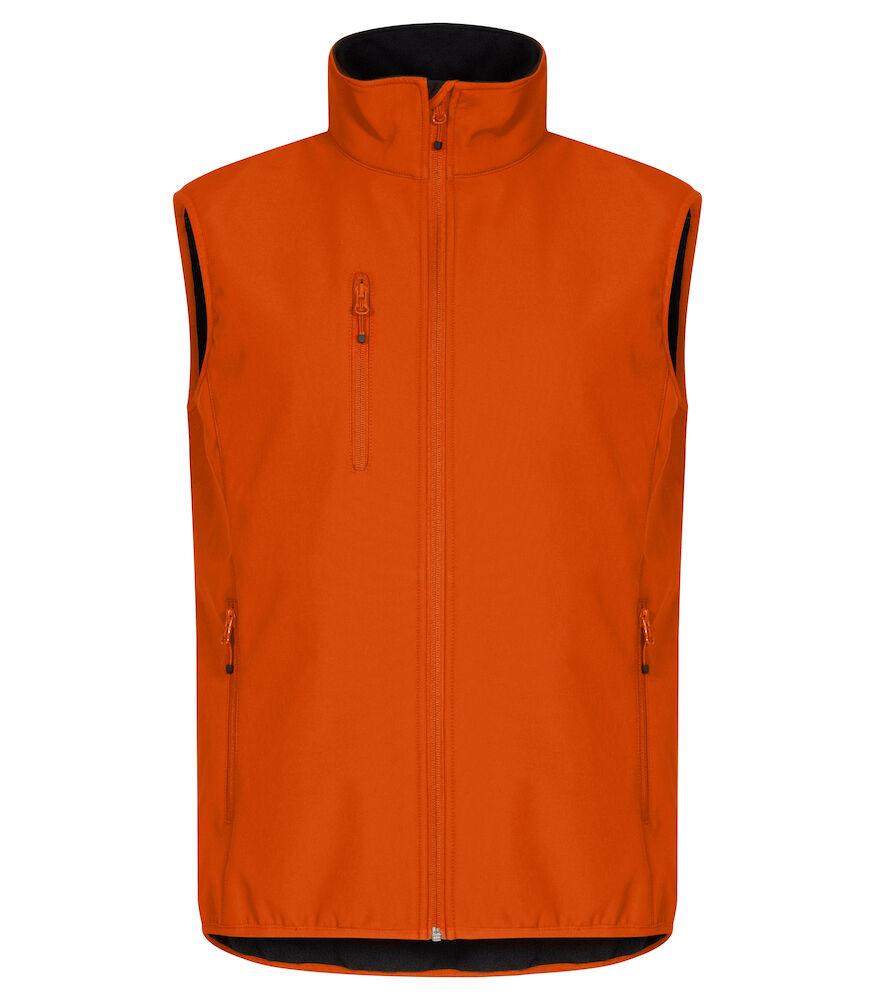Gilet Softshell Arancio Clique Basic Smanicato Antivento Zip Intera
