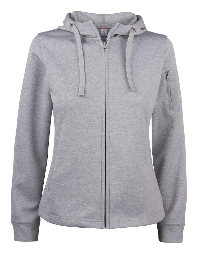 Felpa Tecnica Grigio Melange Felpa Donna Zip Cappuccio Sportiva con Tasche