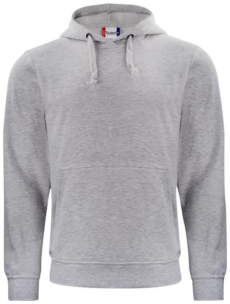 Felpa Clique Basic Grigio Melange con Cappuccio Tascone a Marsupio Taglie Forti
