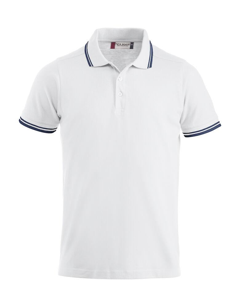Polo Amarillo Bianco Polo Manica Corta con Profili Blu