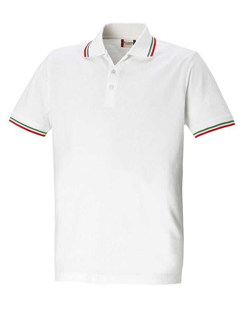 Polo Amarillo Bianco Polo Manica Corta con Profili Tricolore