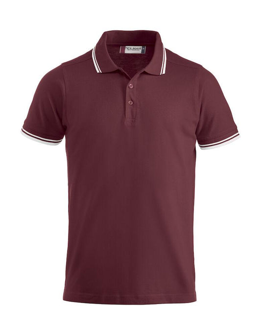 Polo Amarillo Bordeaux Polo Manica Corta con Profili Bianco