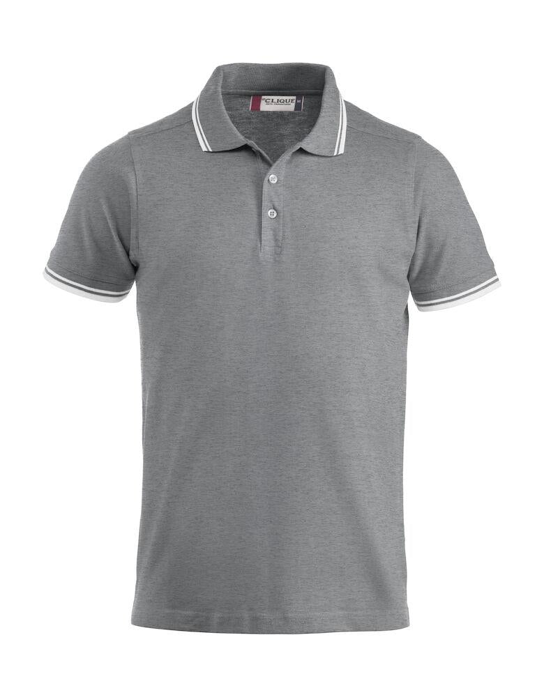 Polo Amarillo Grigio Melange Polo Manica Corta con Profili Bianco Taglie Forti