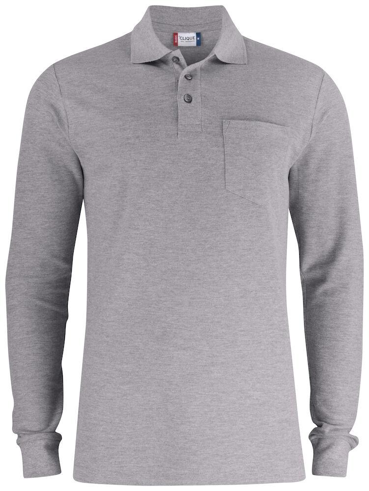 Basic Polo Bianco Polo Manica Lunga con Taschino