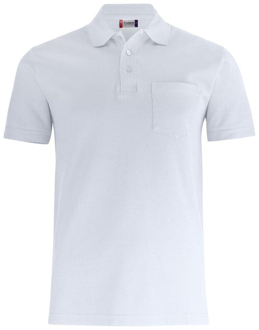 Basic Polo Bianco Polo Manica Corta con Taschino