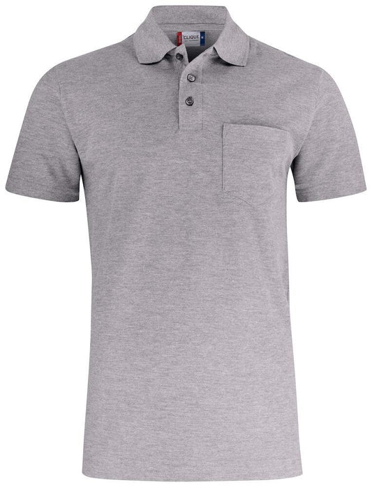 Basic Polo Grigio Melange Polo Manica Corta con Taschino