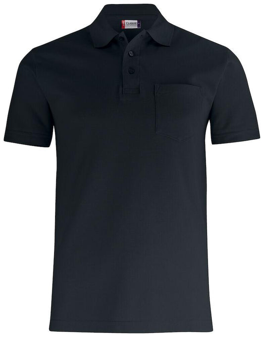 Basic Polo Nero Polo Manica Corta con Taschino Taglie Forti