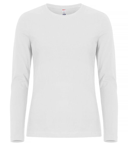 T-shirt Premium Bianco Maglia Donna Clique Manica Lunga Premium 180 gr