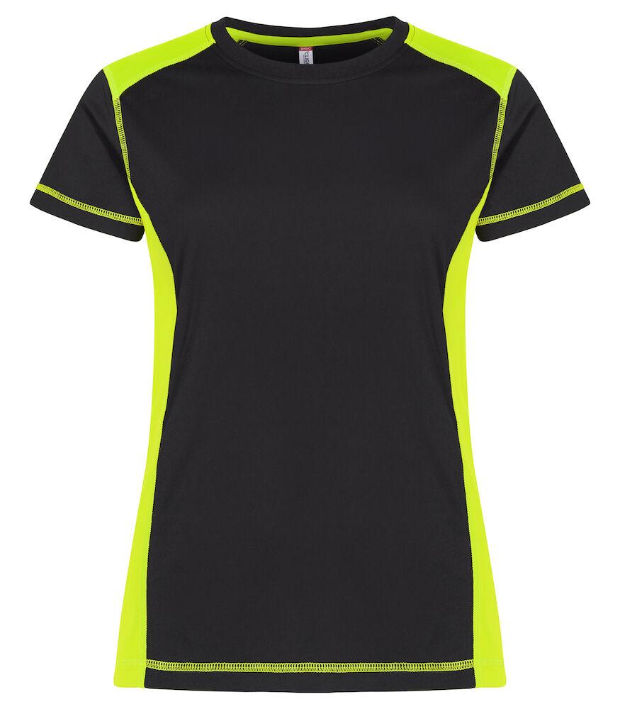 T-Shirt Ambition Nero Giallo Maglietta Donna Bicolore Ecosostenibile