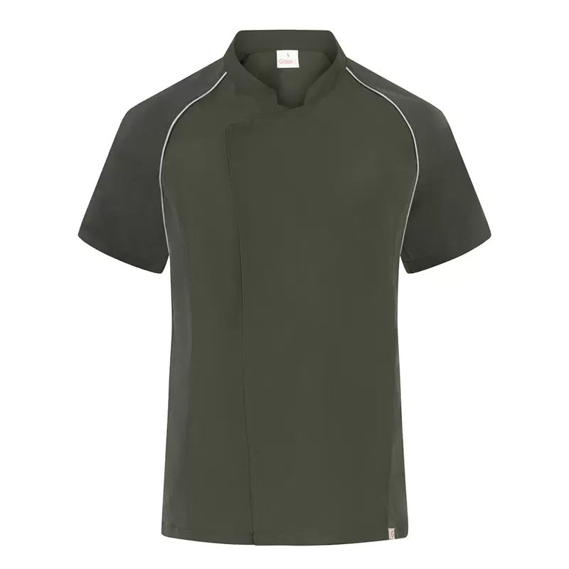 Giacca Javier Verde Militare Giacca Cuoco Manica Corta No Stiro