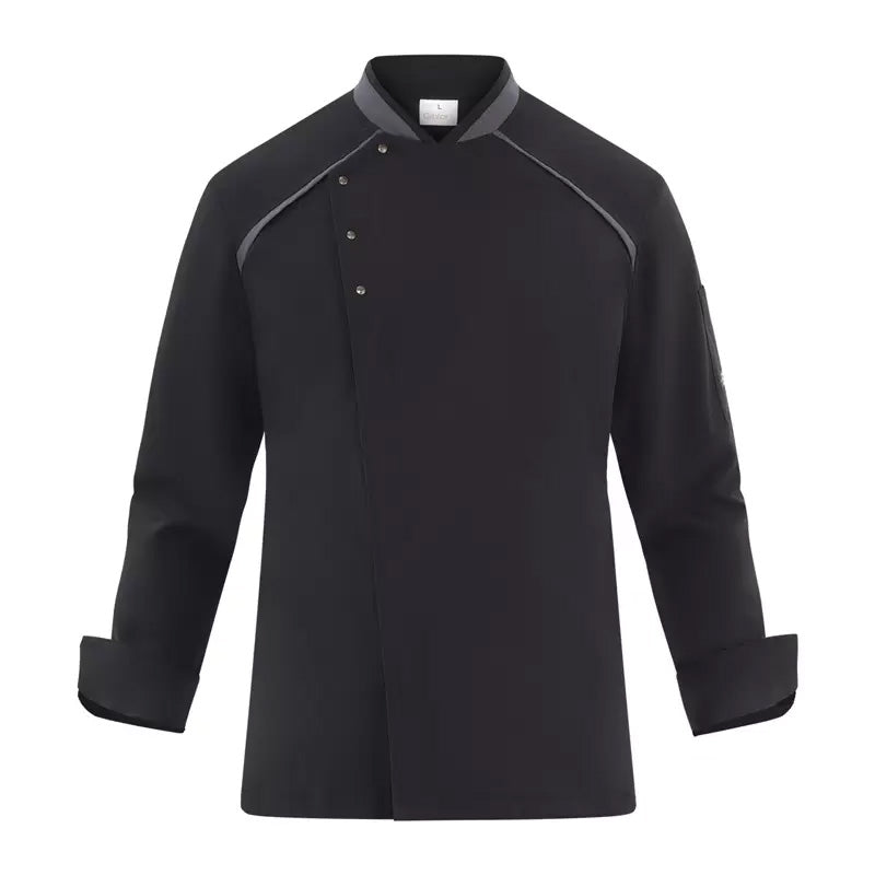 Giacca Lauro Nero Giacca Cuoco Microfibra No Stiro Traspirante