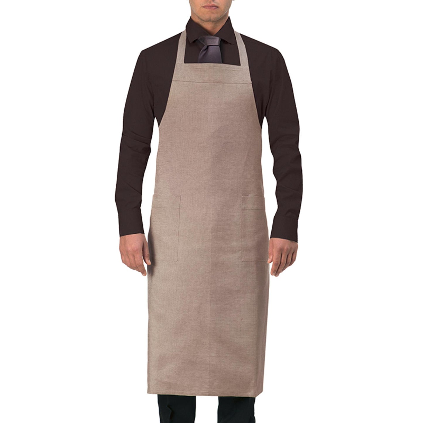 Grembiule Amsterdam Marrone Misto Lino Grembiule Pettorina Cameriere