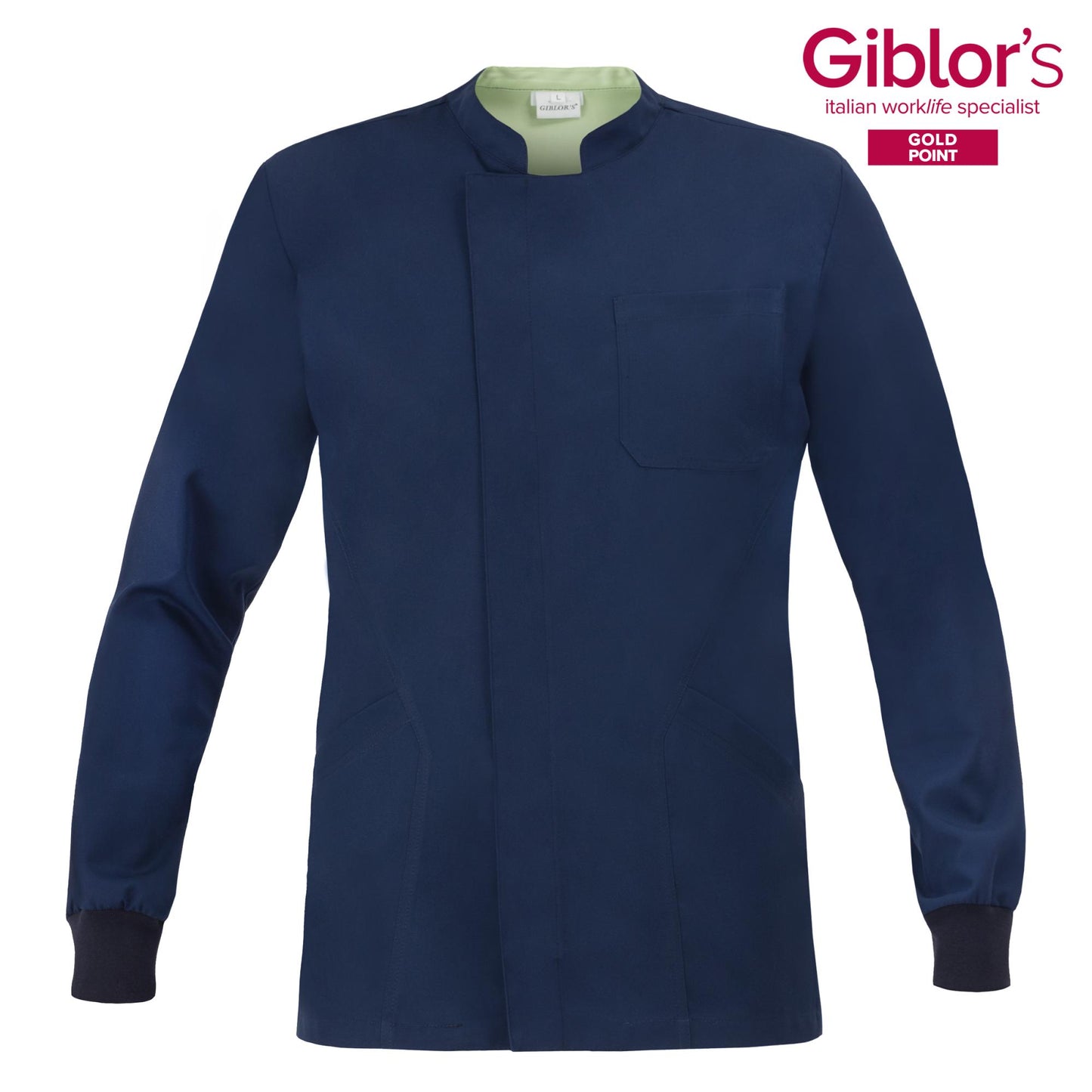 Casacca Uomo Silvano Blu Dentista Manica Lunga Casacca Infermiere