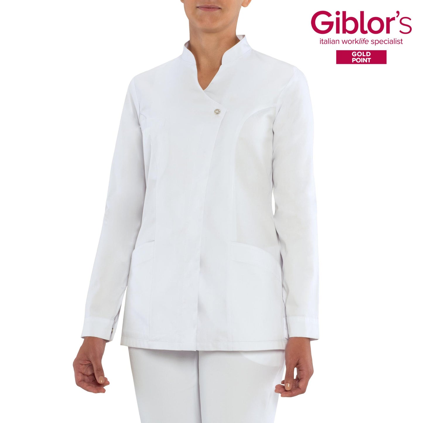 Casacca Donna Gioia Bianco Manica Lunga Casacca Estetica 100% Cotone