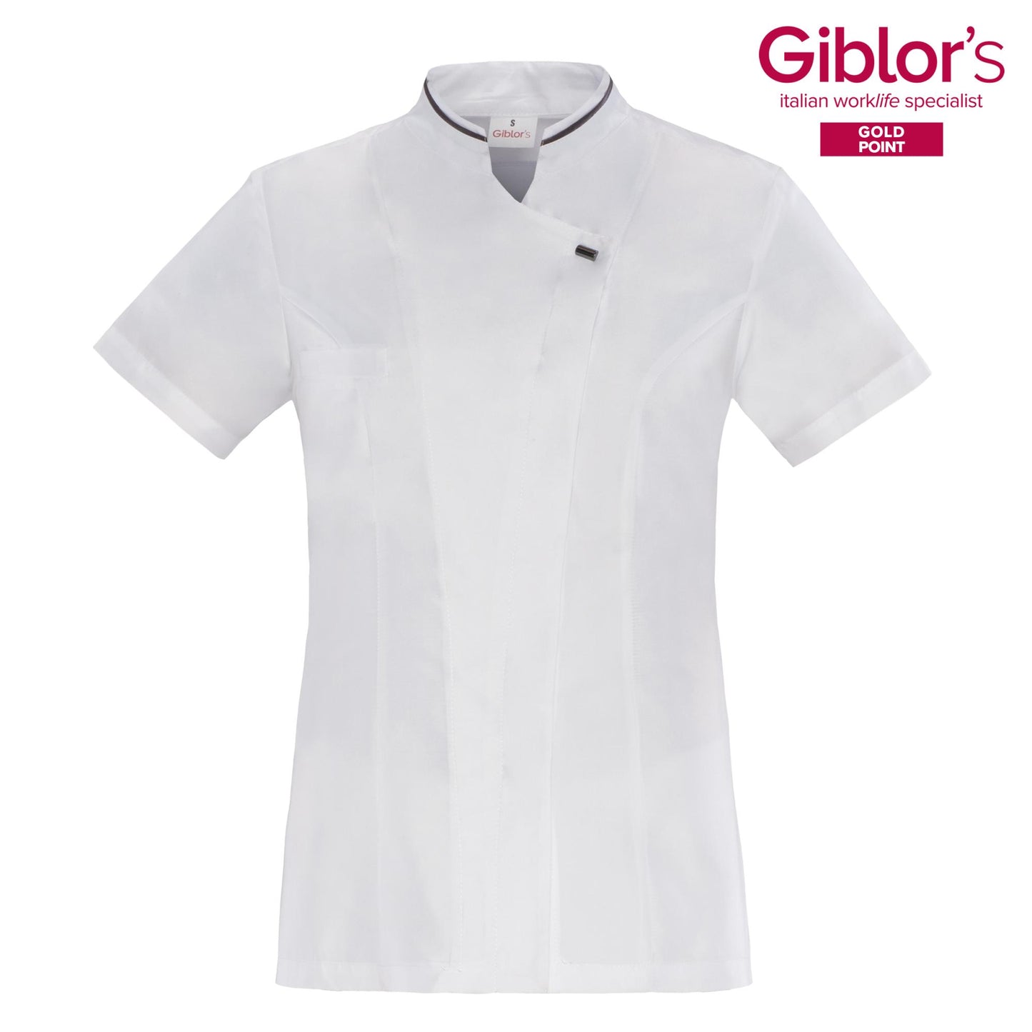 Casacca Donna Dafne Bianco Manica Corta Microfibra Superleggera Casacca Parrucchiera Antistiro Antibatterica Casacca Medicale Estiva