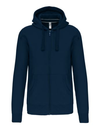 Felpa Kariban Blu Zip Intera Cappuccio Felpa Uomo con Tasche