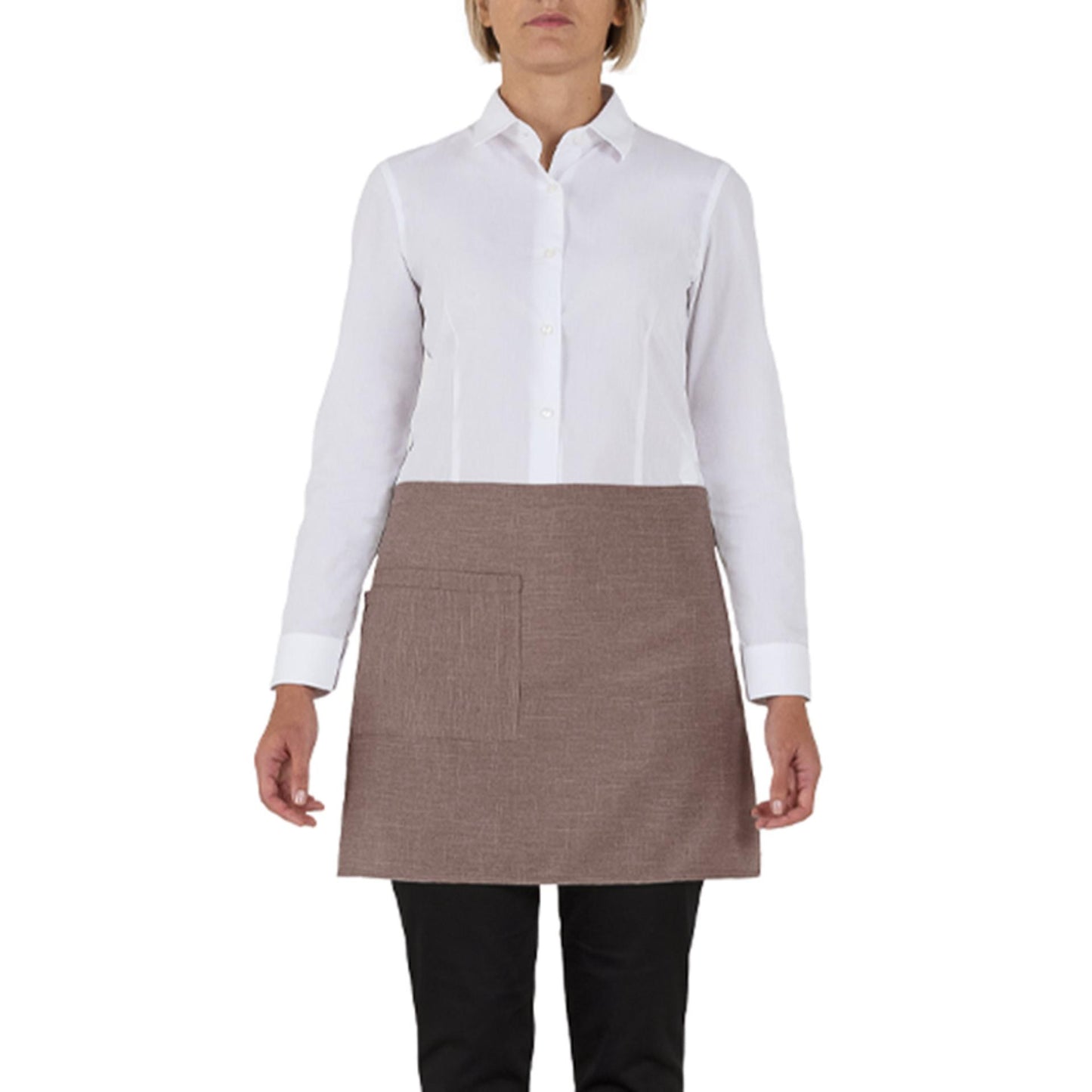 Grembiule Napoli Marrone Finto Lino Grembiule Vita Corto Cameriere Cuoco