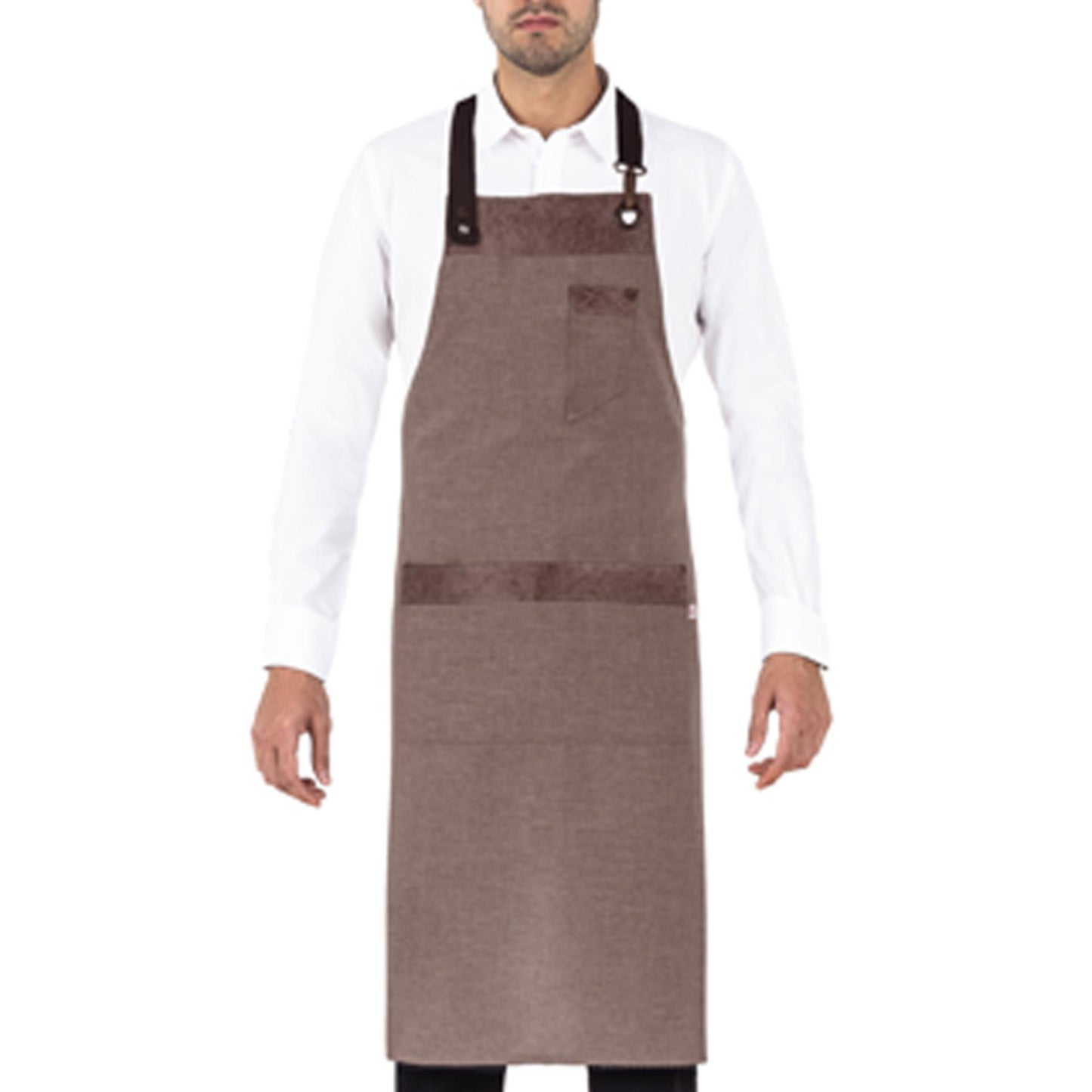 Grembiule Tropez Marrone Finto Lino Grembiule con Pettorina Cameriere Cuoco Banconiere