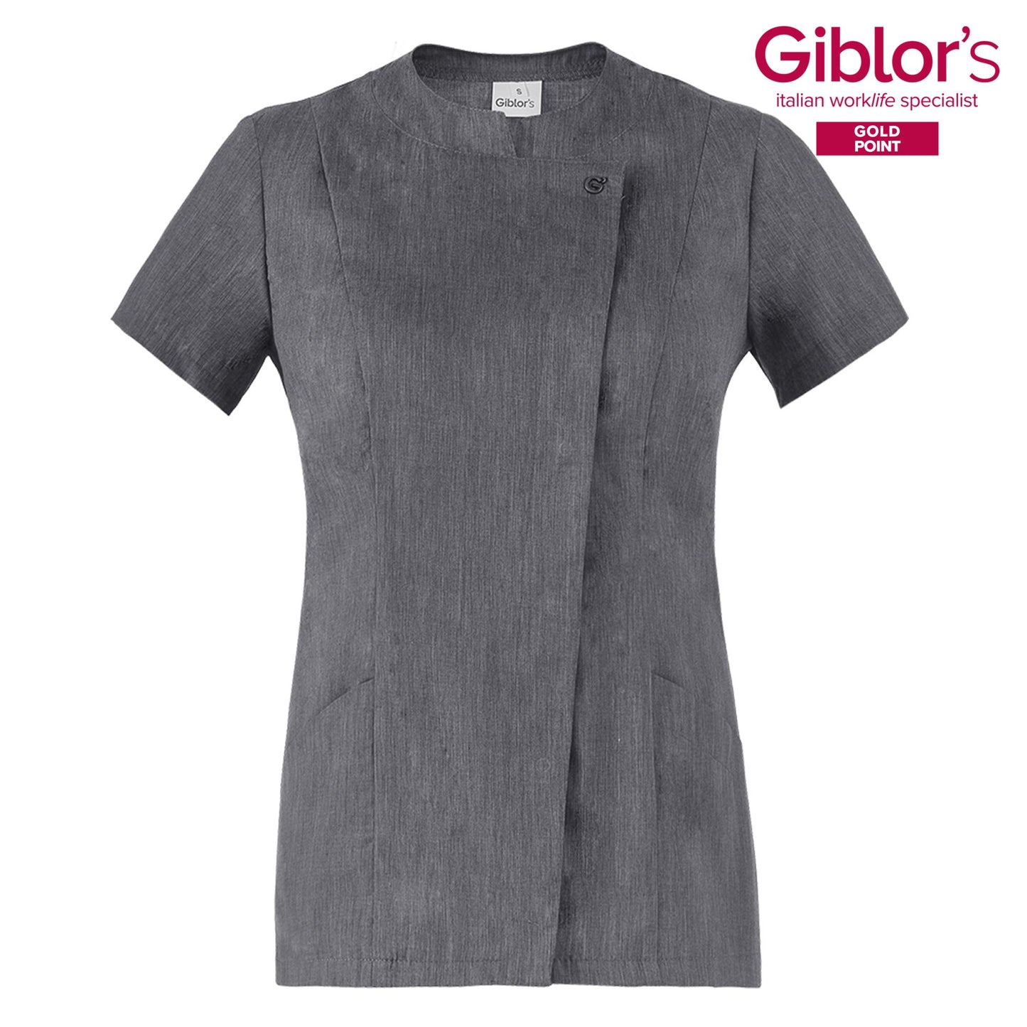 Casacca Donna Chiara Grigio Manica Corta Casacca Estetista Tessuto Leggero Casacca Cucina Donna