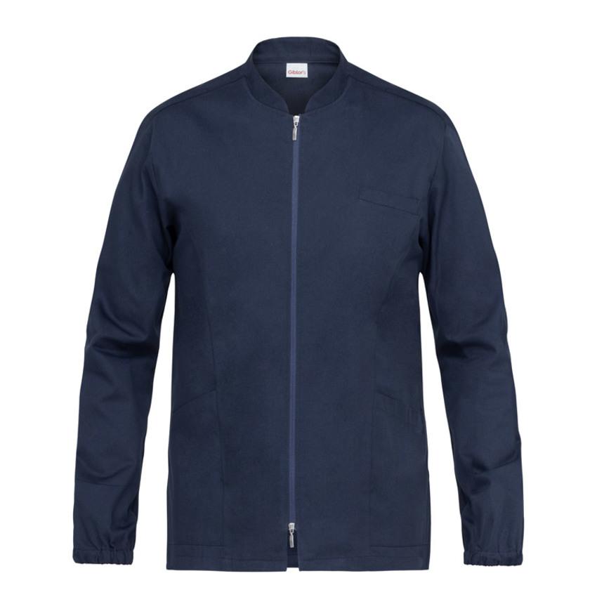 Casacca Uomo Gabriele Blu Manica Lunga Cotone Casacca Infermiere Zip Lunga