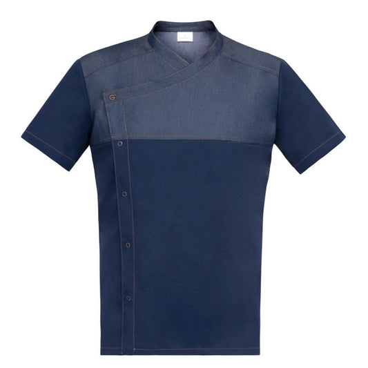 Giacca Cuoco Lapo Jeans Blu Manica Corta Giacca Traspirante No Stiro Gastronomia