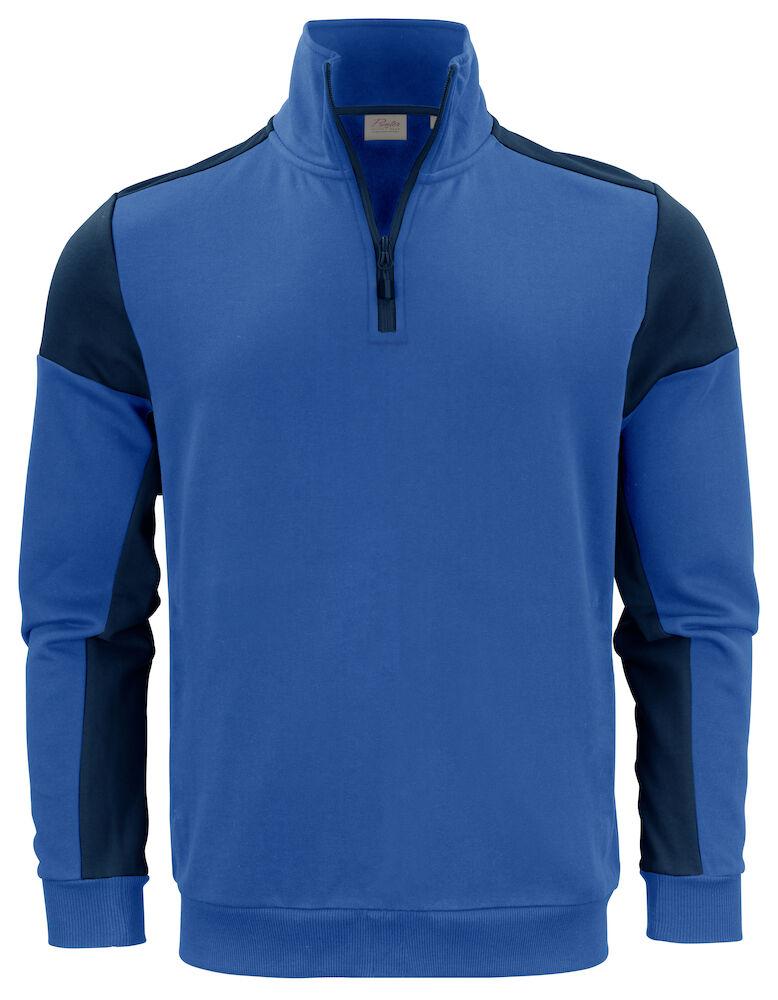 Felpa Bicolore Prime Royal Blu Felpa Mezza Zip Misto Cotone Organico Poliestere Riciclato Ecosostenibile