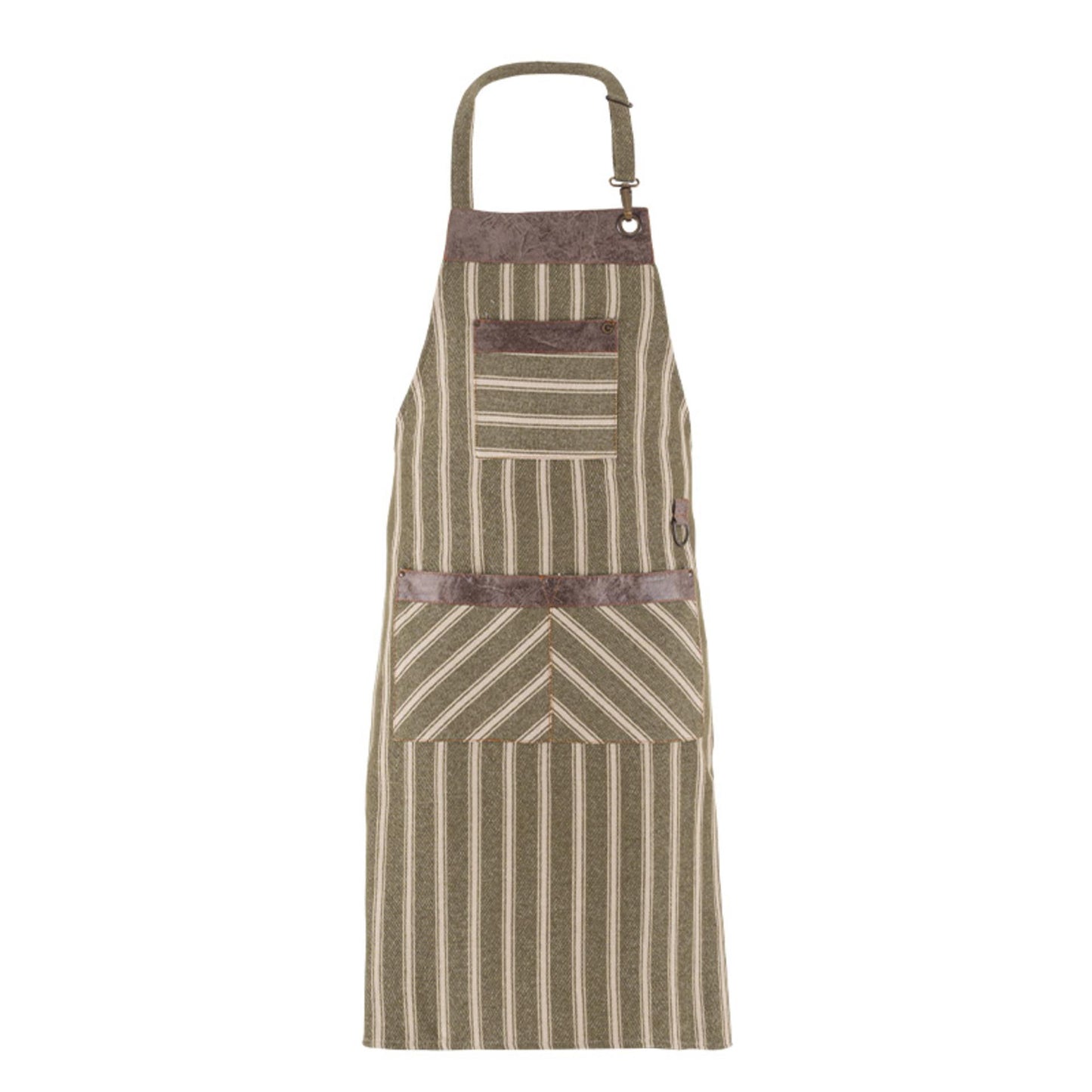 Grembiule Oregon Rigato Verde Grembile Cuoco con Pettorina Cameriere Osteria