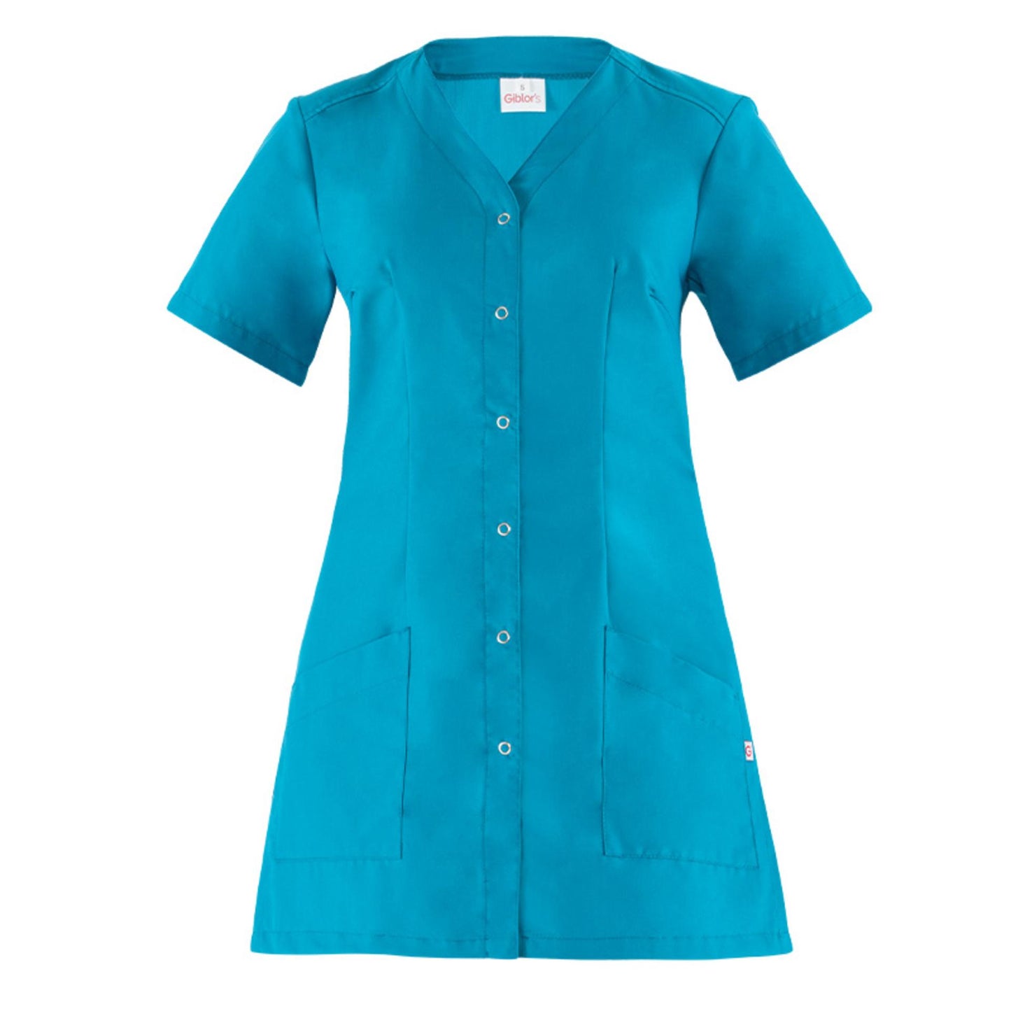 Casacca Nina Verde Petrolio Manica Corta Casacca Donna Bottoni Automatici Pulizie Asilo