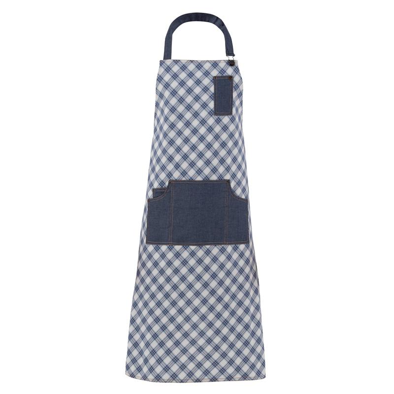 Grembiule Douglas Blu Quadretti con Inserti Grembiule Pettorina Cameriere