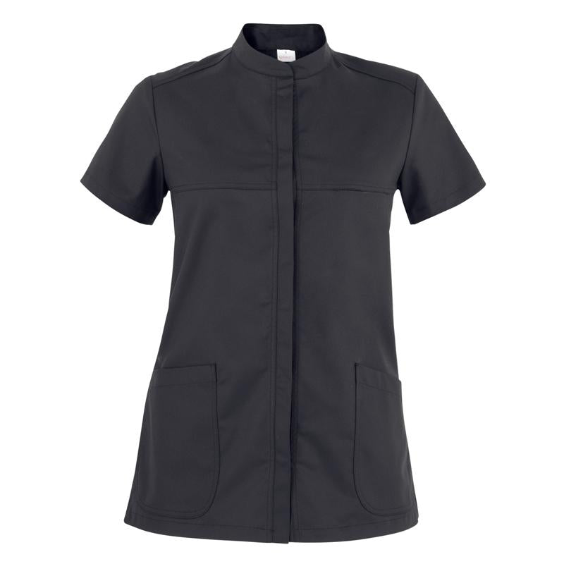Casacca Miriam Nero Casacca Donna Manica Corta Elasticizzata Medicale Cucina Trasiprante No Stiro