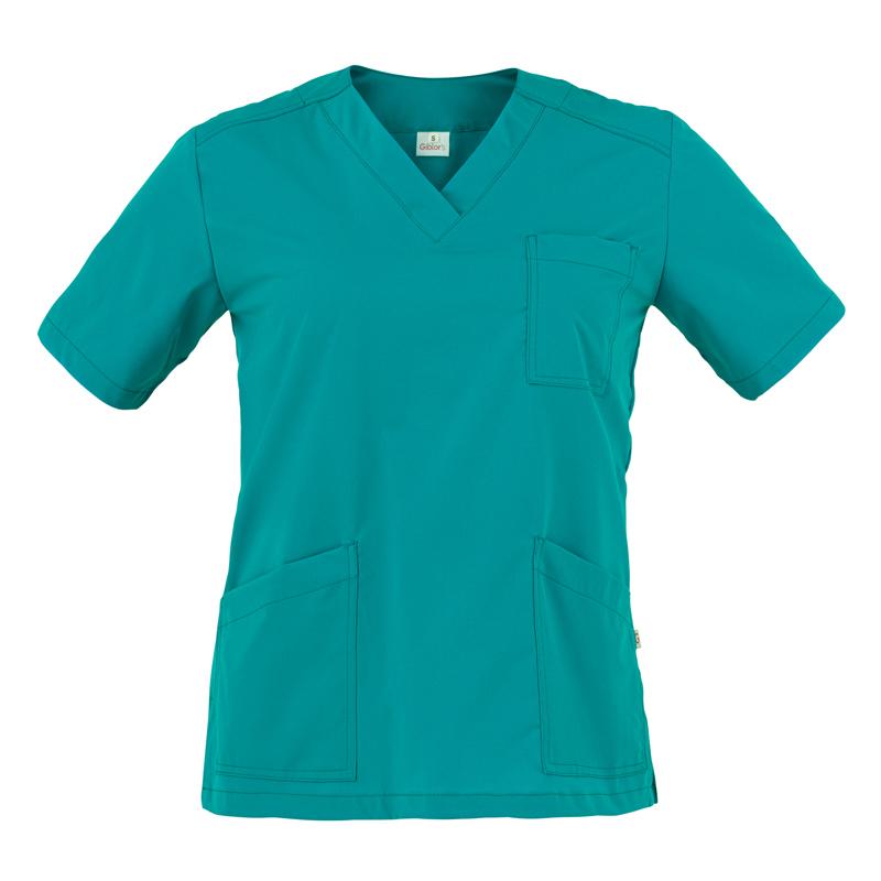 Casacca Sonia Verde Casacca Donna Infermiera Medicale Collo a V No Stiro Microfibra Superleggera