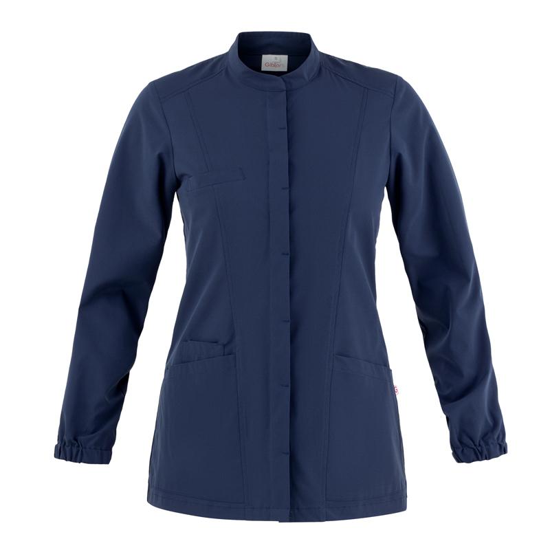 Casacca Lia Blu Casacca Donna Infermiera Medicale Manica Lunga No Stiro Microfibra Superleggera