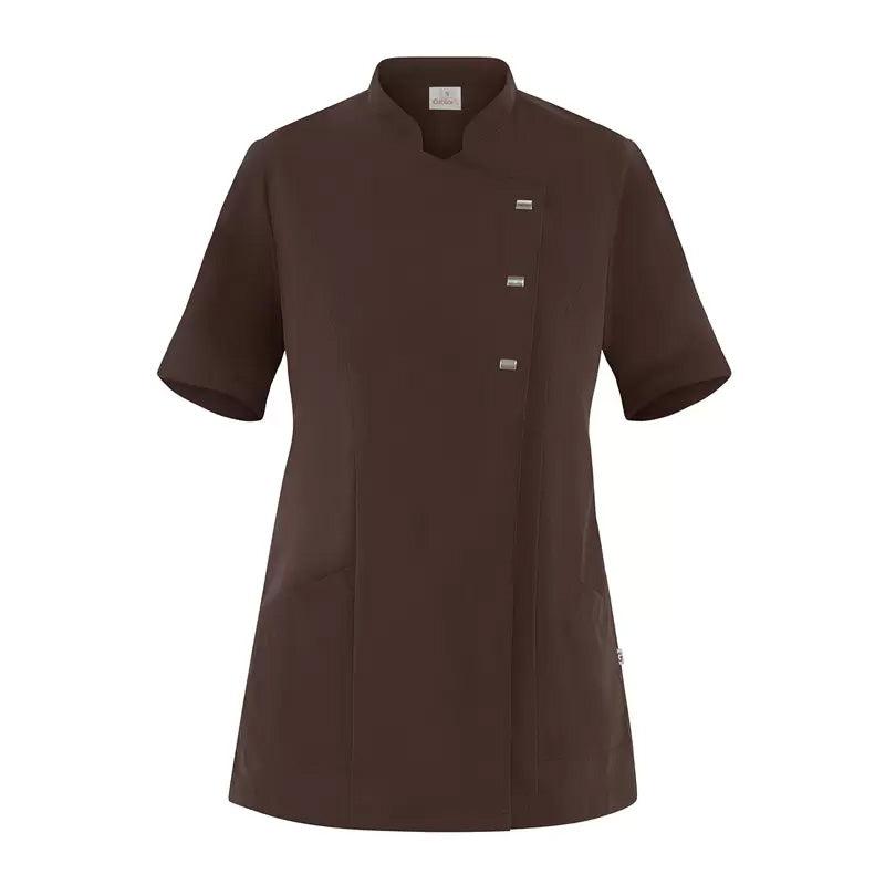 Casacca Greta Marrone Casacca Donna Manica Corta Medicale Estetica Acconciature Infermiera