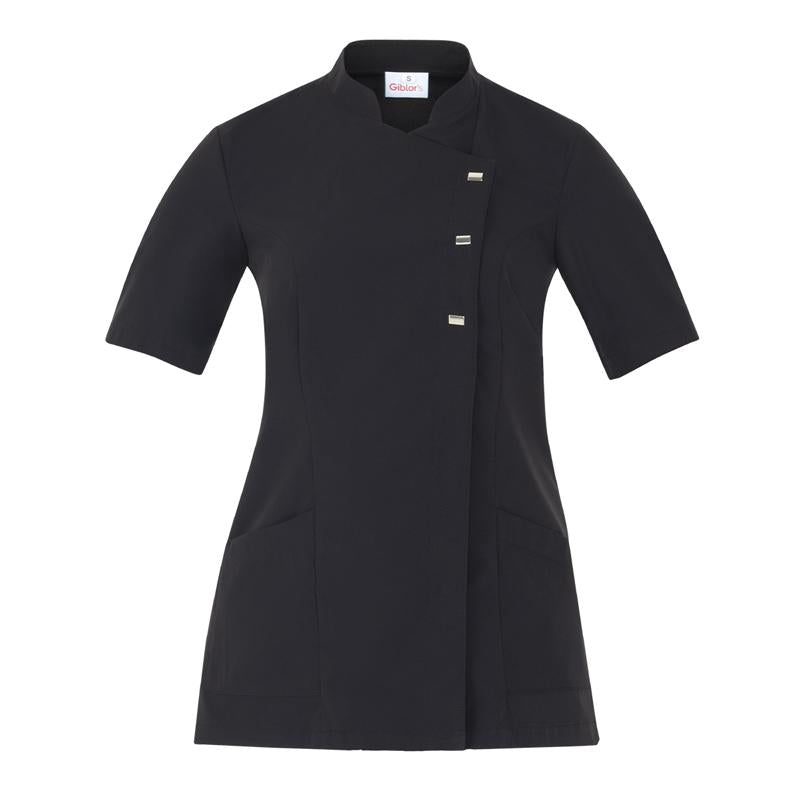 Casacca Greta Nero Casacca Donna Manica Corta Medicale Estetica Acconciature Infermiera