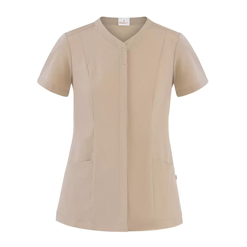 Casacca Anita Beige Casacca Donna Manica Corta Estetica Medicale Acconciature