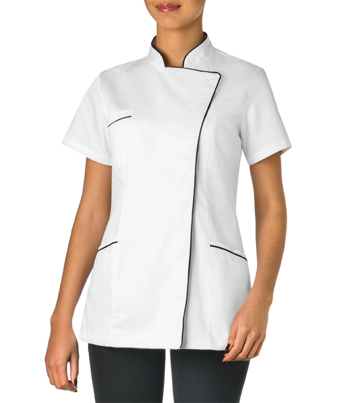 Casacca Tati Bianco Manica Corta Casacca Donna Tessuto Satin Dottoressa Farmacista Dentista Infermiera asa oss