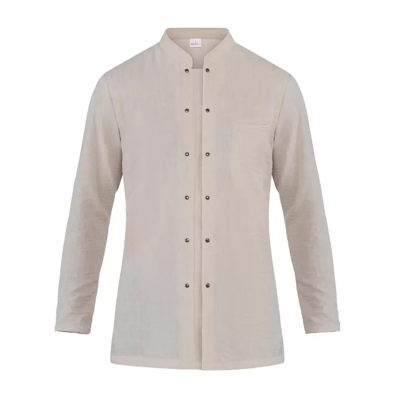 Giacca Leonardo Beige giacca Cuoco Finto Lino No Stiro Traspirante