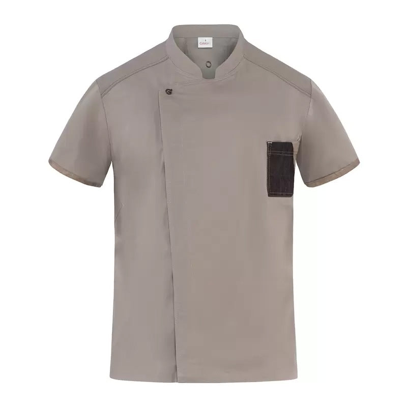 Giacca Nathan Tortora Giacca Cuoco Manica Corta Elasticizzata Traspirante