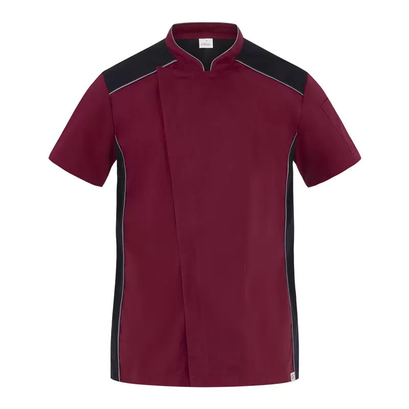 Giacca Cuoco Omar Bordeaux con Profili Giacca Chef Manica Corta