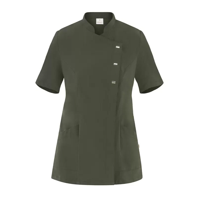 Casacca Greta Verde Militare Casacca Donna Manica Corta Medicale Estetica Acconciature Infermiera