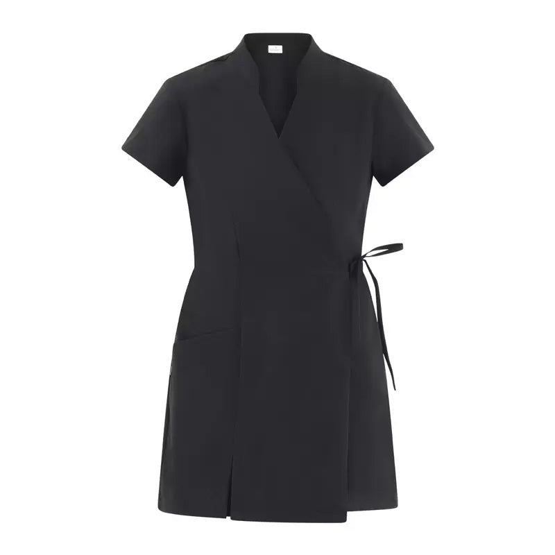 Kimono Donna Paola Nero Manica Corta Kimono Elasticizzato Estetista Parrucchiera Massaggi