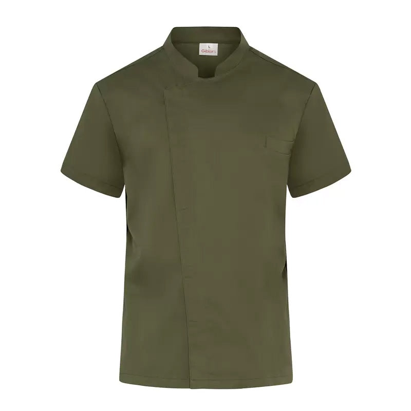 Giacca Federico Verde Militare Casacca Cuoco Manica Corta Leggera