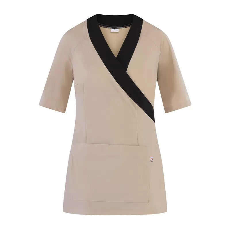 Kimono Belen Beige Casacca Donna No Stiro Estetica Acconciature Alimentari