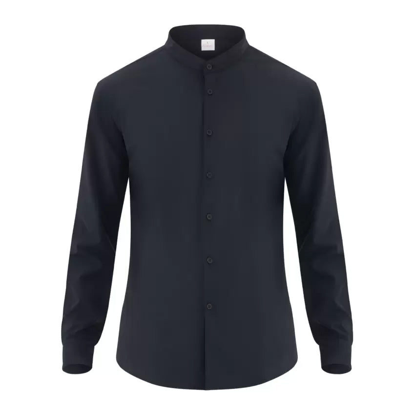 Camicia Novak Nero Camicia Uomo Collo Coreana Elasticizzata Cameriere Barman Ristorante