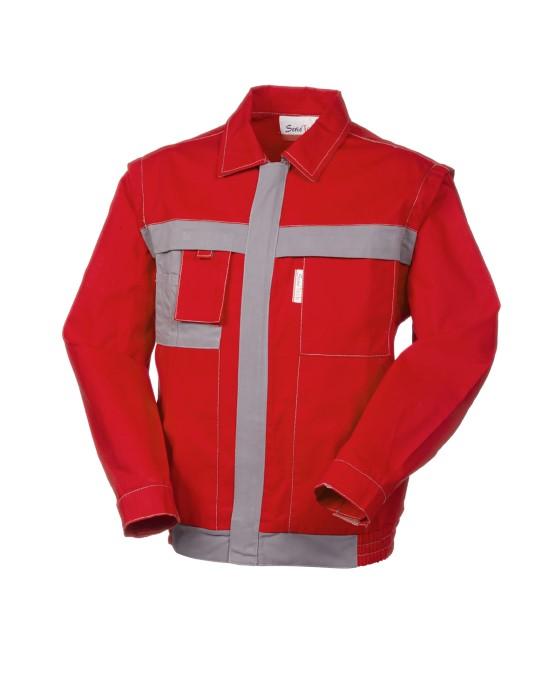 Giubbetto SerioTech Rosso/Grigio Casacca da Lavoro Maniche Staccabili Cotone Canvas Meccanico Gommista Officina