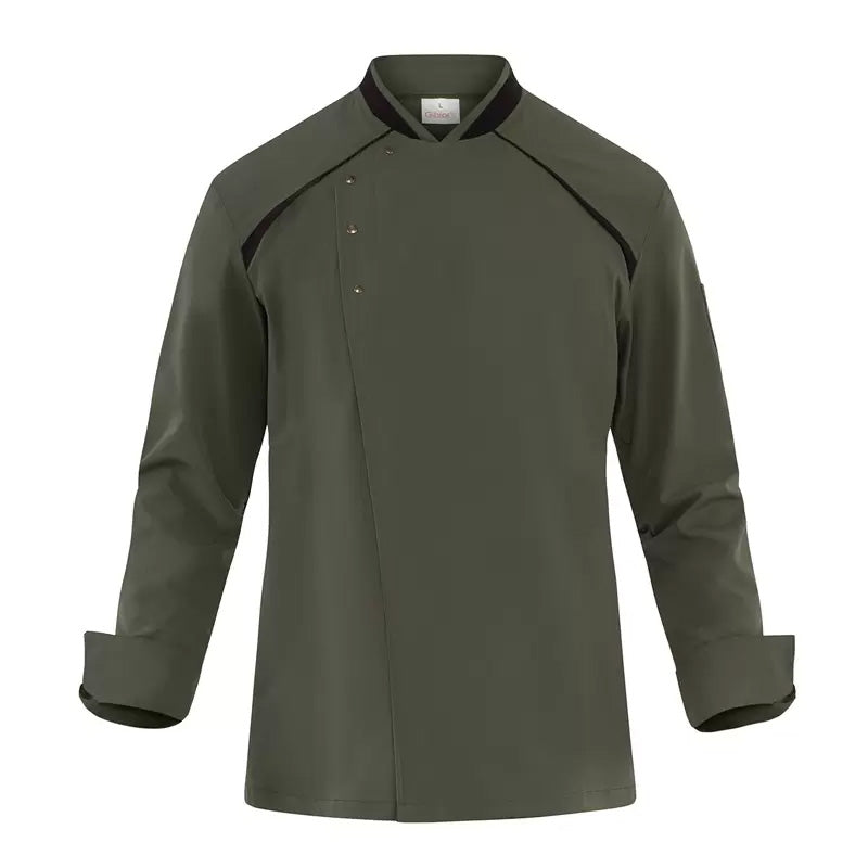 Giacca Lauro Verde Militare Giacca Cuoco Microfibra No Stiro Traspirante