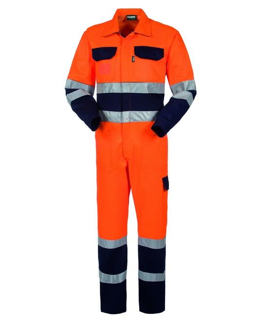 Tuta Bicolore Hi-Vis Arancio/Blu Tuta Alta Visibilità da Cantiere