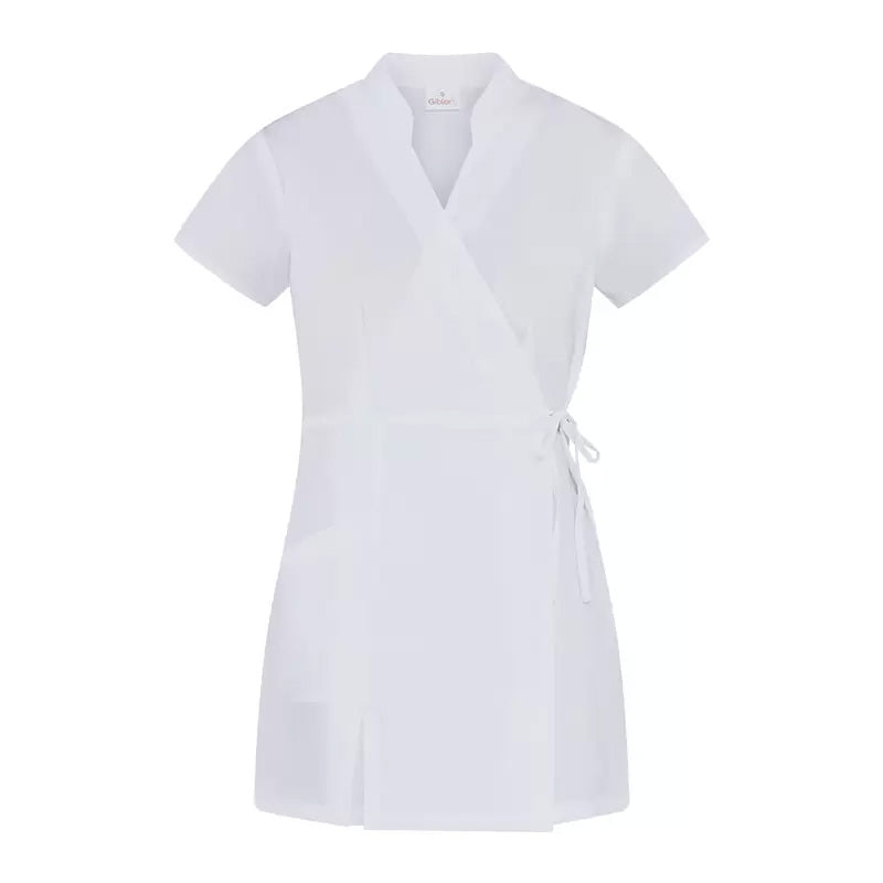 Kimono Donna Paola Bianco Manica Corta Kimono Elasticizzato Estetista Parrucchiera Massaggi